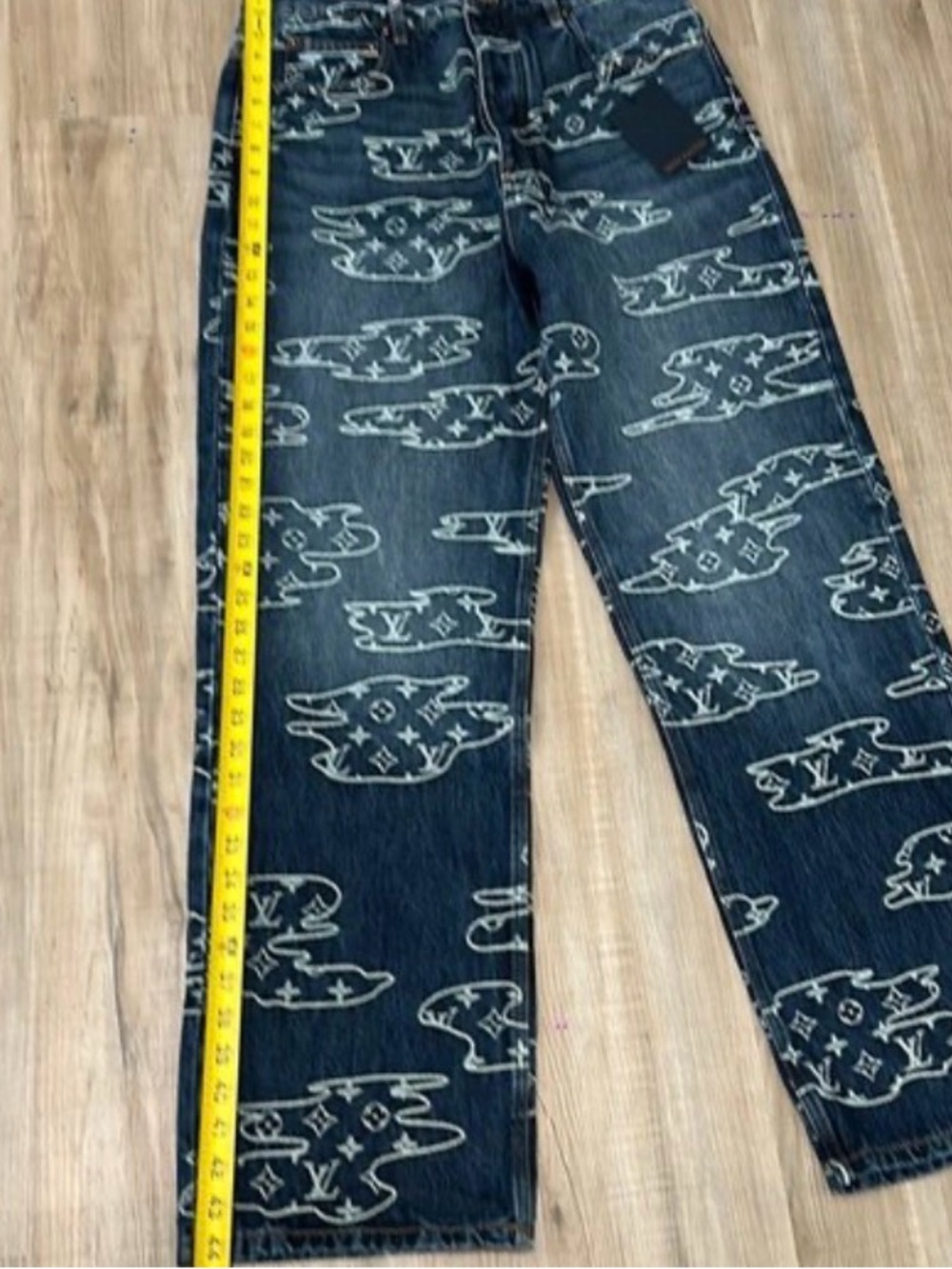 32x34 Men’s LV Blue Monogram-Print Men’s Jeans